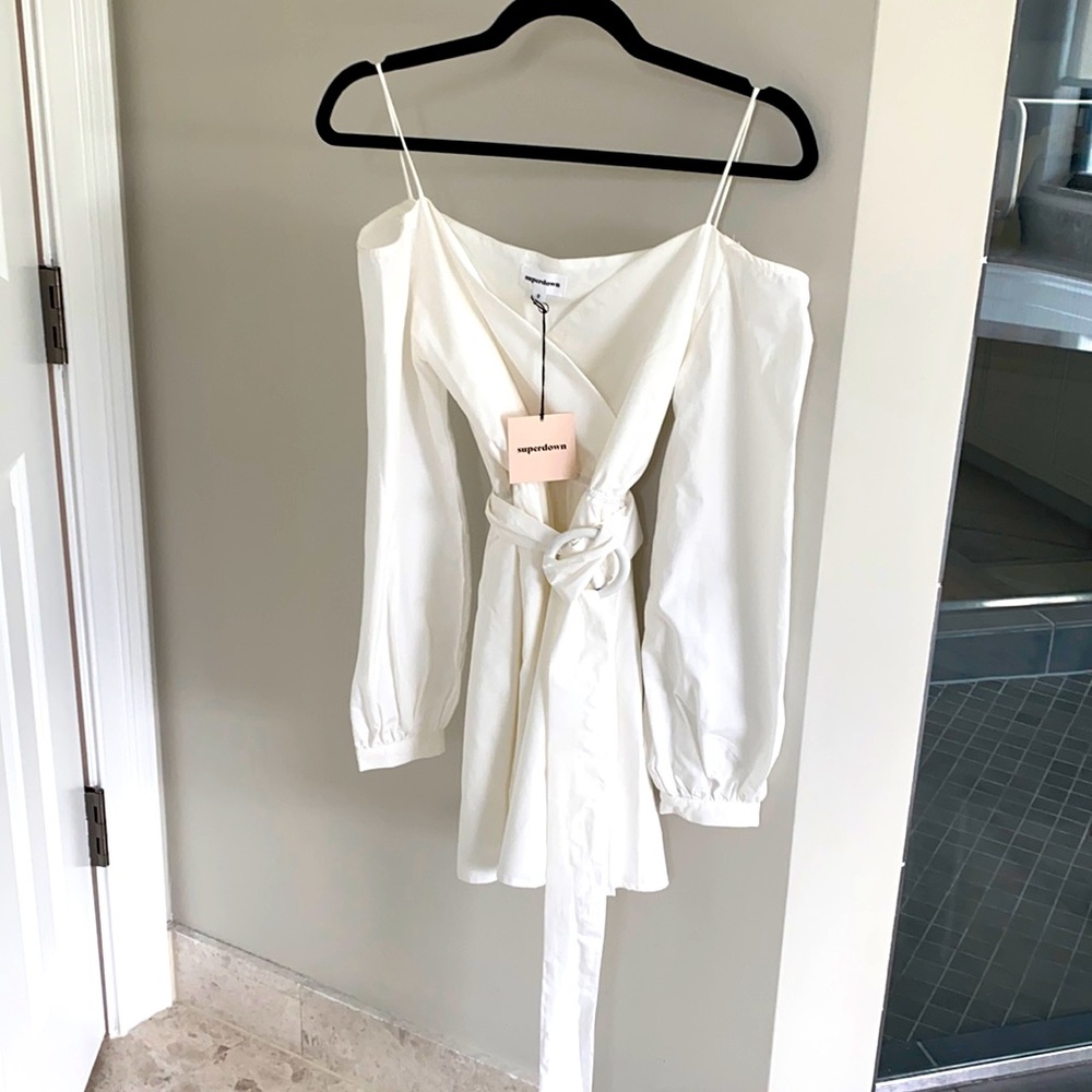 Revolve White Off the Shoulder Mini Dress